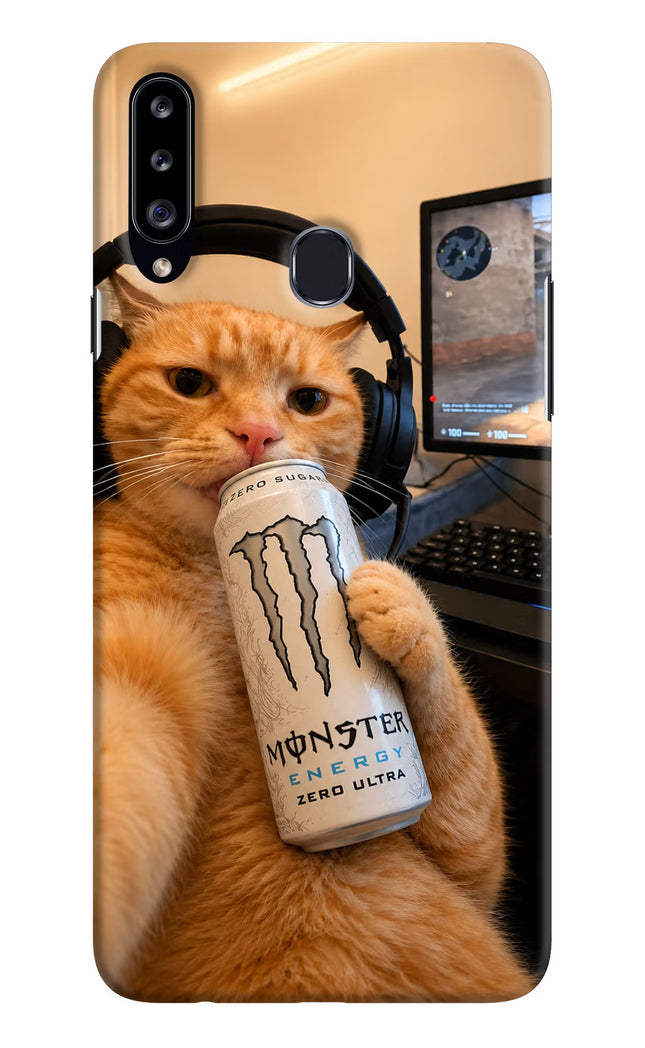 Gamer Cat Energy Samsung A20s Hard Case Back Cover by Casekaro