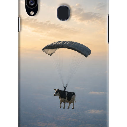 Skydiving Cow Samsung A20s Hard Case Back Cover by Casekaro