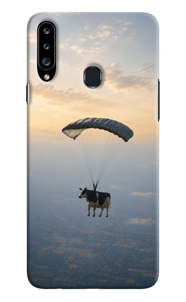 Skydiving Cow Samsung A20s Hard Case Back Cover by Casekaro