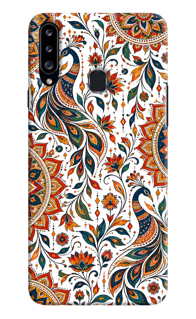 White Mayura Samsung A20s Hard Case Back Cover by Casekaro