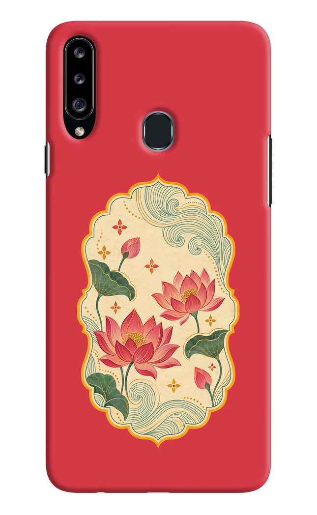 Pink Lotus Samsung A20s Hard Case Back Cover by Casekaro
