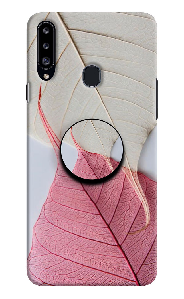 White Pink Leaf Samsung A20s Pop Case by Casekaro