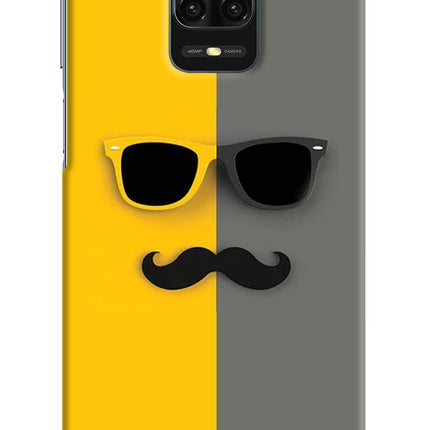 Sunglasses with Mustache Redmi Note 9 Pro/Pro Max Hard Case Back Cover by Casekaro