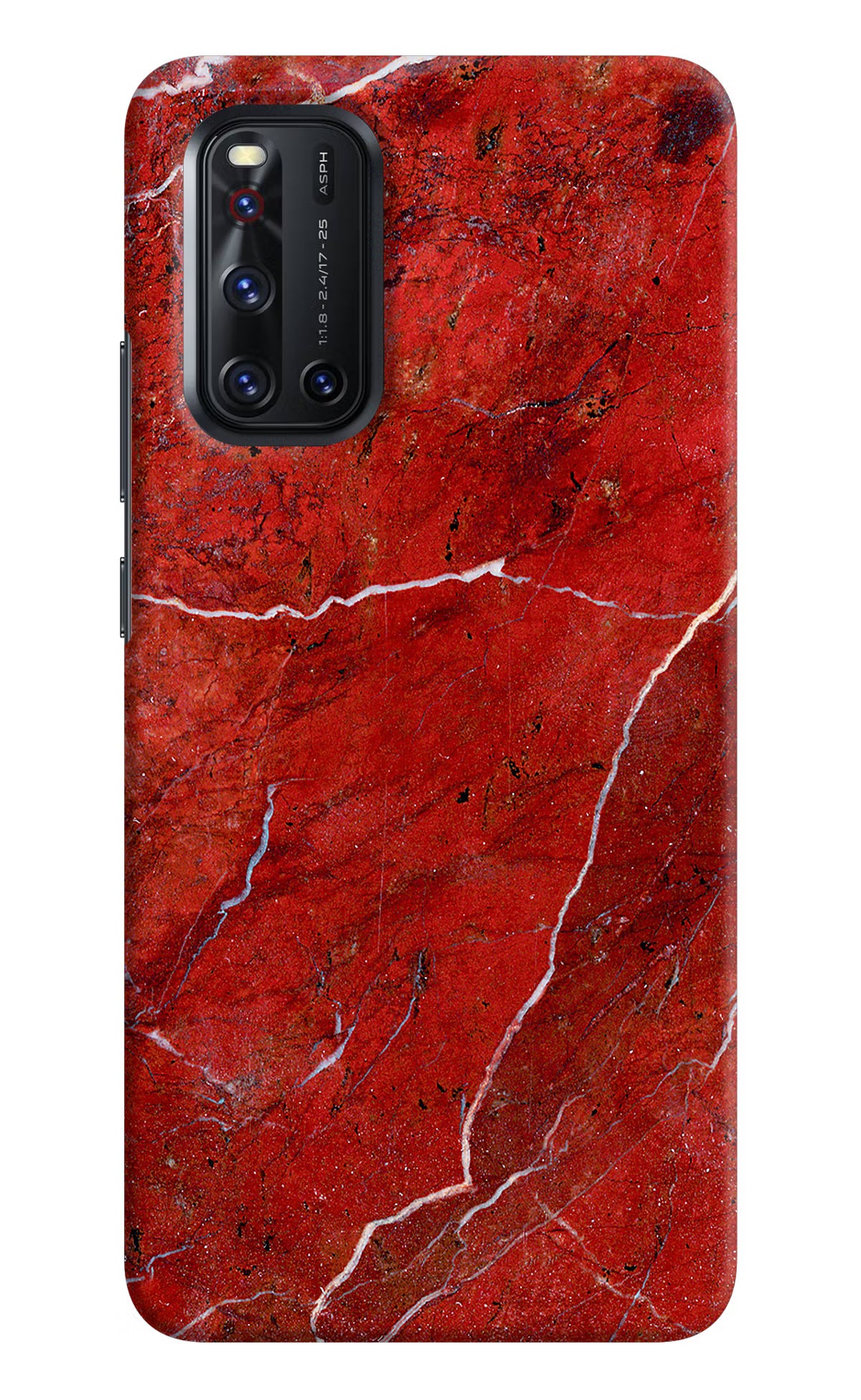 Red Marble Design Vivo V19 Hard Case Back Cover by Casekaro