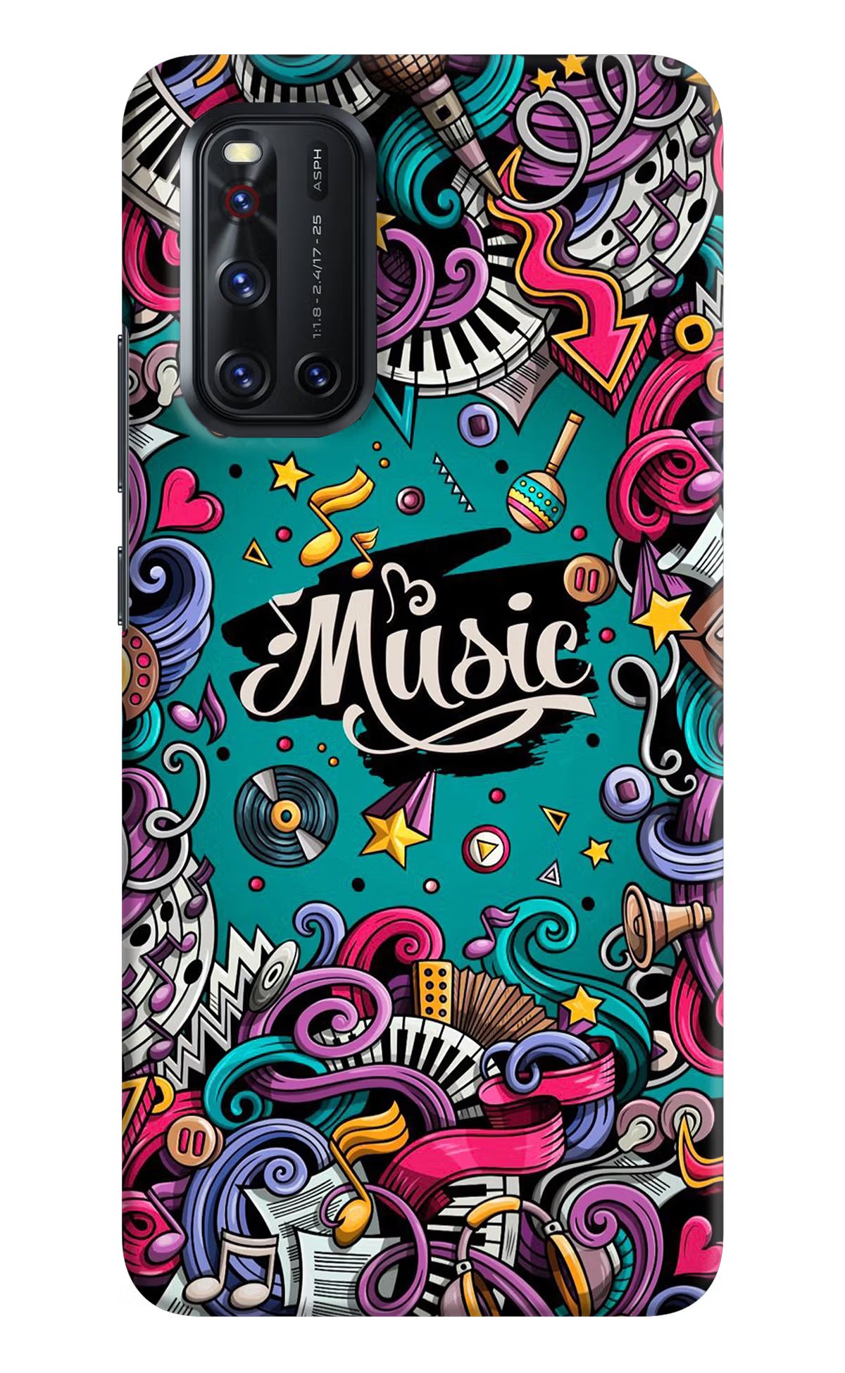 Music Graffiti Vivo V19 Hard Case Back Cover by Casekaro