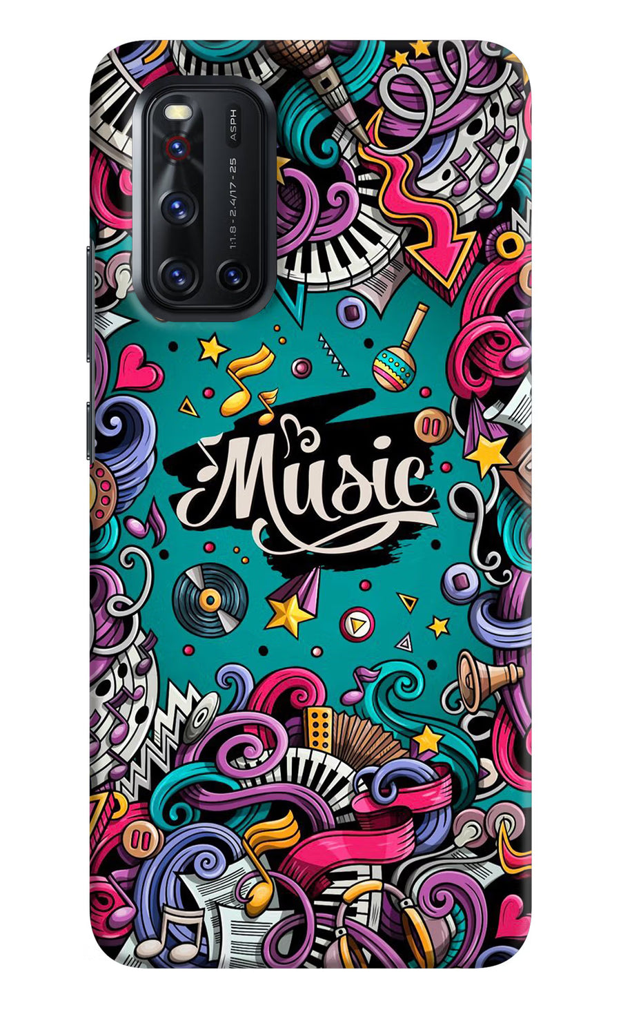 Music Graffiti Vivo V19 Back Cover, Hard case