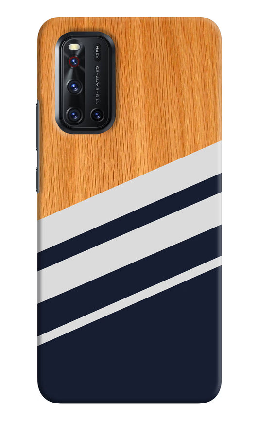 Blue and white wooden Vivo V19 Hard Case Back Cover by Casekaro