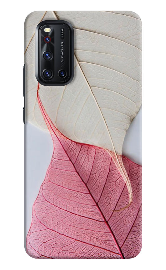 White Pink Leaf Vivo V19 Hard Case Back Cover by Casekaro