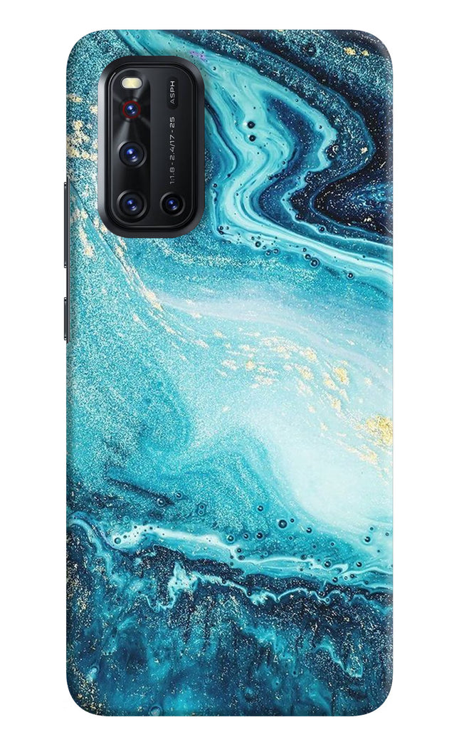 Blue Glitter Marble Vivo V19 Hard Case Back Cover by Casekaro