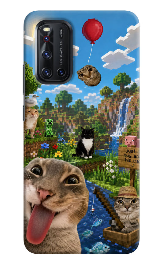 Minecraft Cat Chaos Vivo V19 Hard Case Back Cover by Casekaro