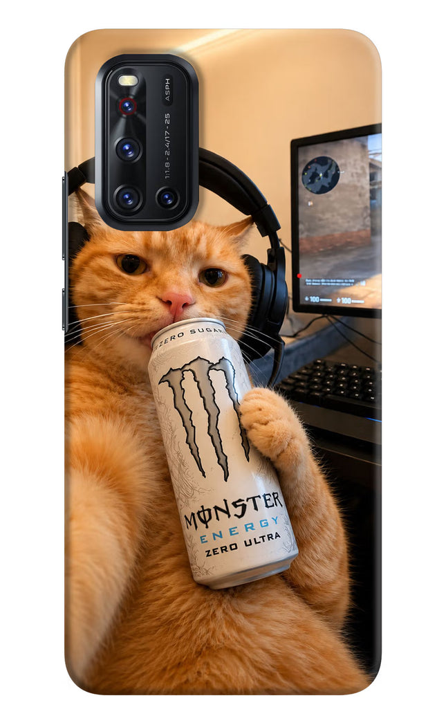 Gamer Cat Energy Vivo V19 Hard Case Back Cover by Casekaro