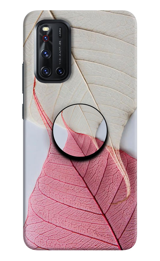 White Pink Leaf Vivo V19 Pop Case by Casekaro