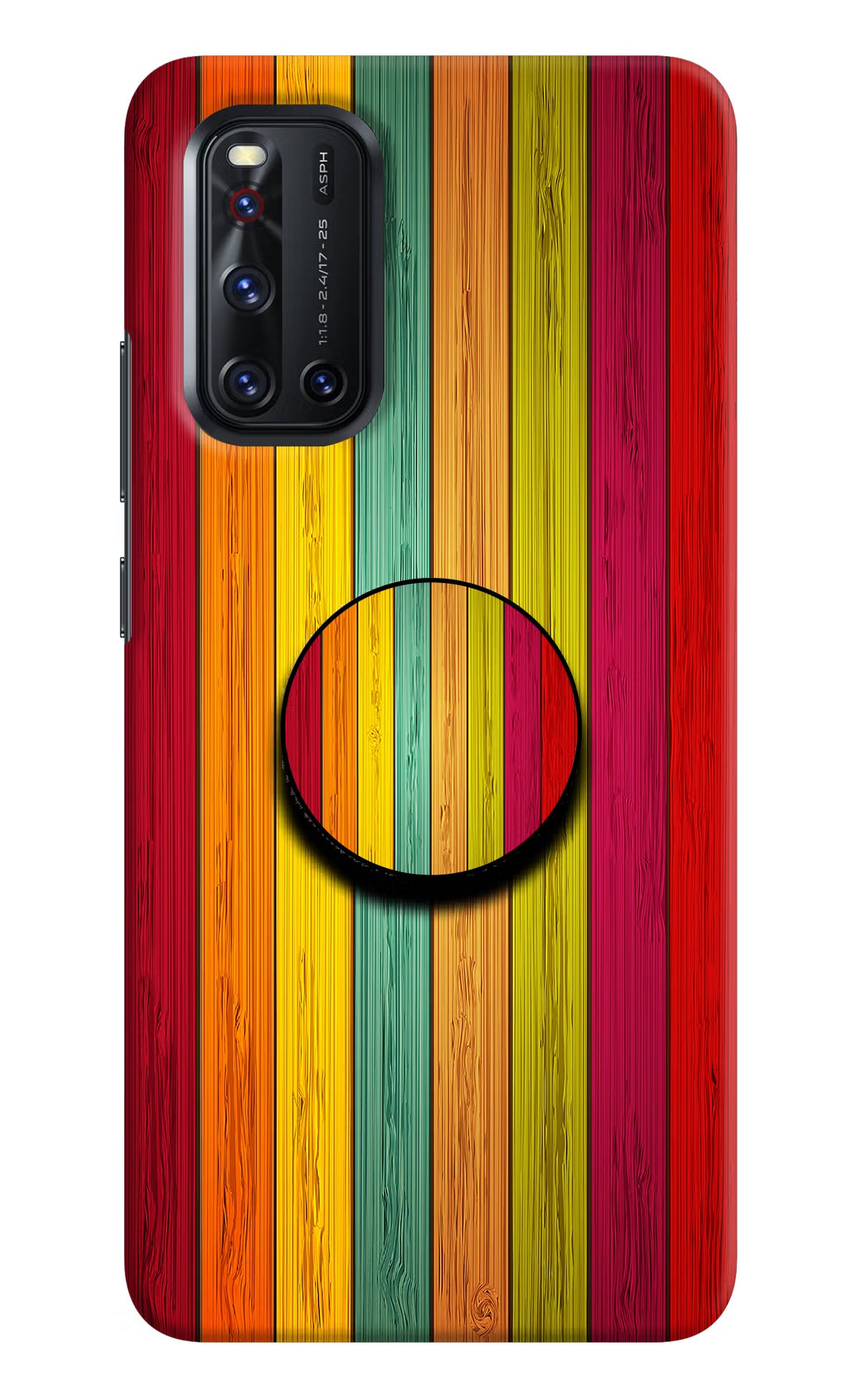 Multicolor Wooden Vivo V19 Pop Case by Casekaro