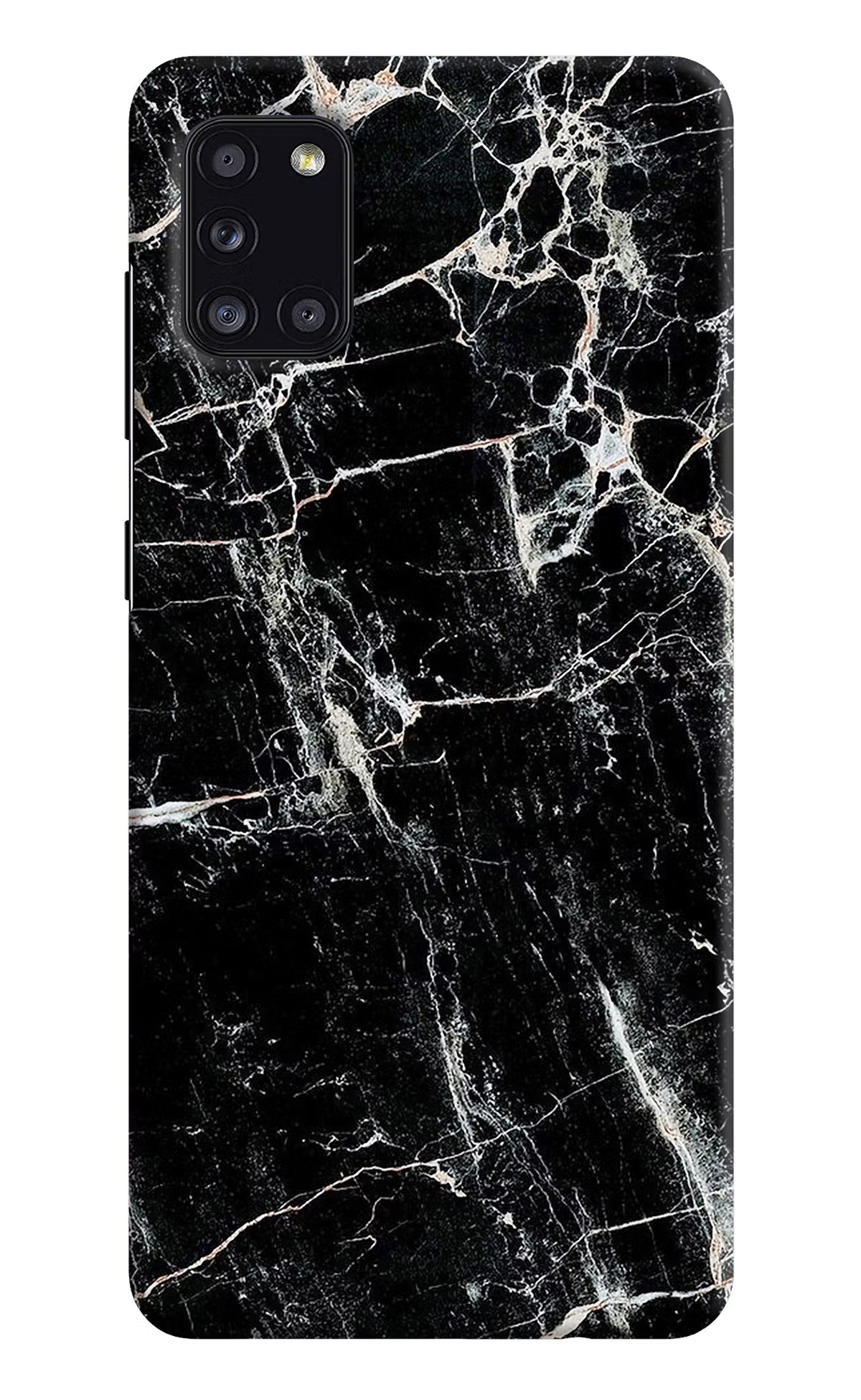 Black Marble Texture Samsung A31 Hard Case Back Cover by Casekaro