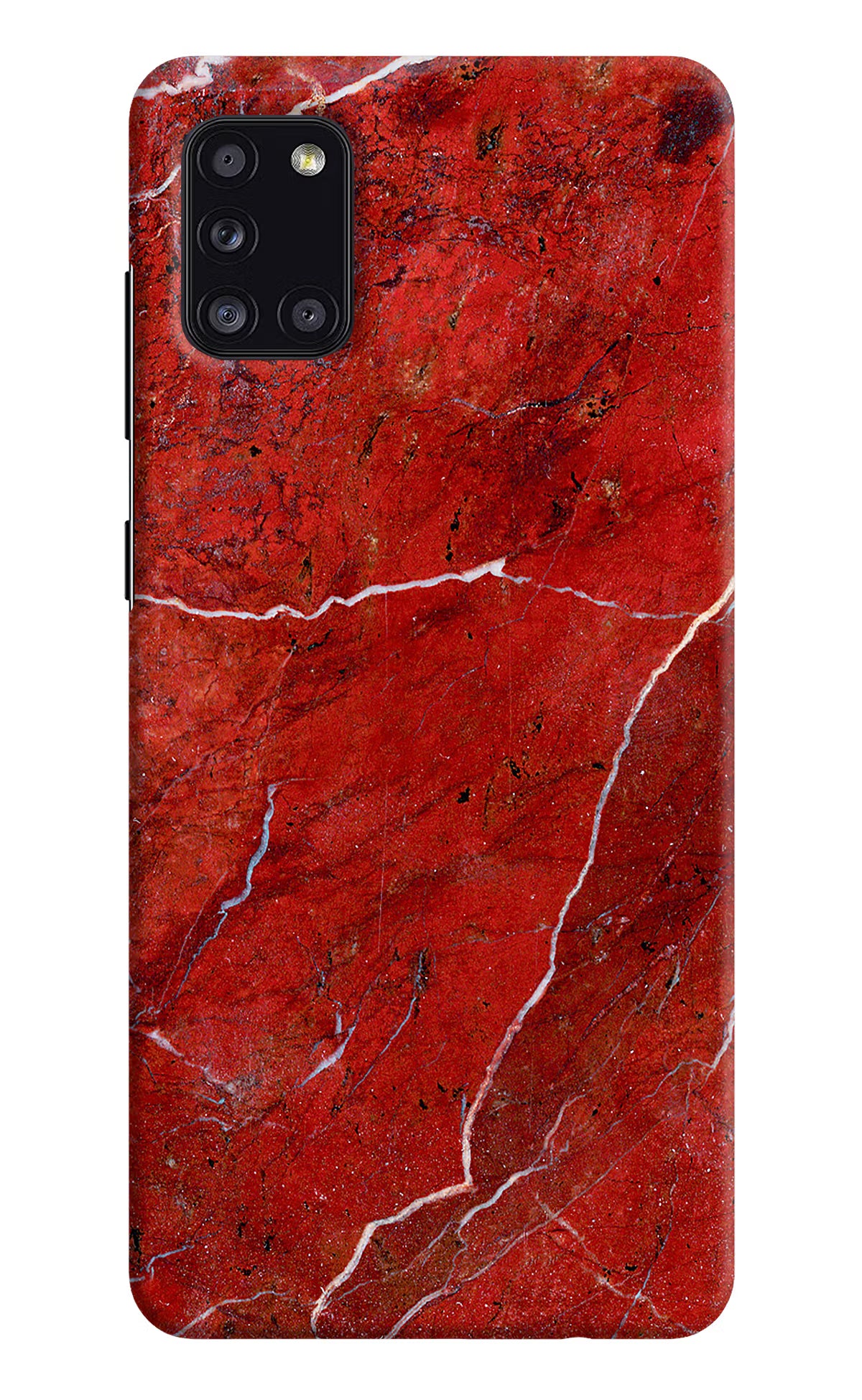 Red Marble Design Samsung A31 Hard Case Back Cover by Casekaro
