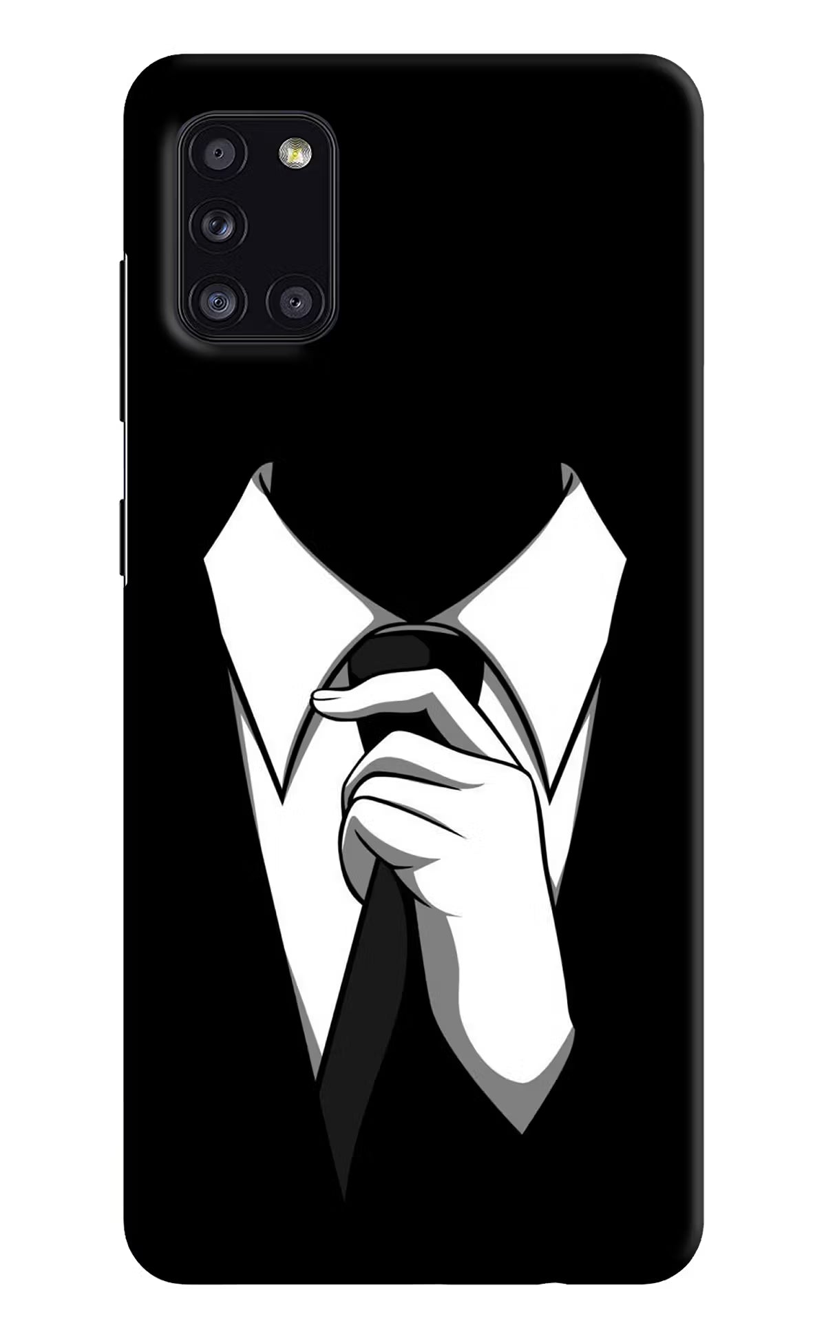 Black Tie Samsung A31 Hard Case Back Cover by Casekaro