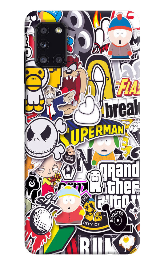 Sticker Bomb Samsung A31 Hard Case Back Cover by Casekaro