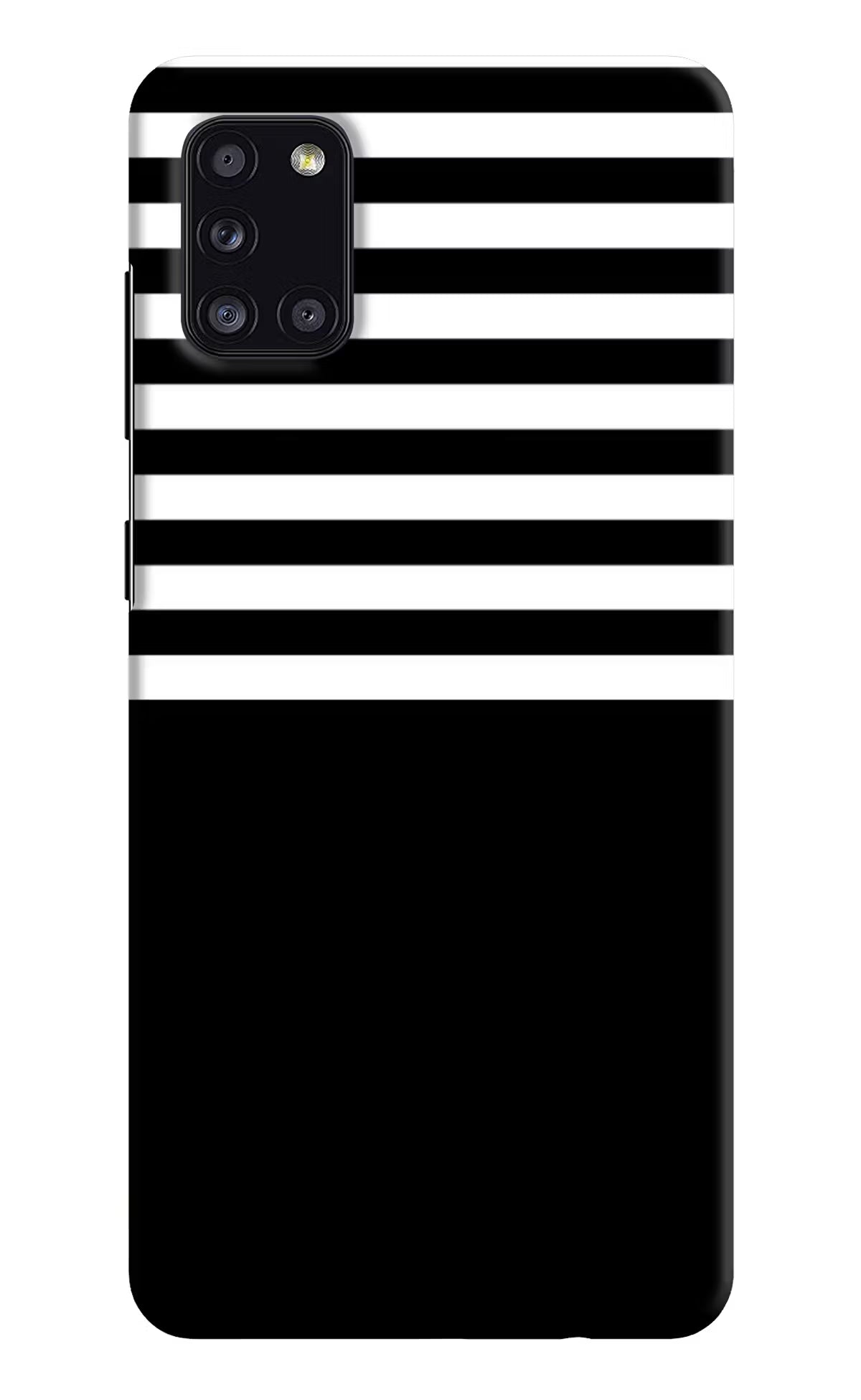 Black and White Print Samsung A31 Hard Case Back Cover by Casekaro