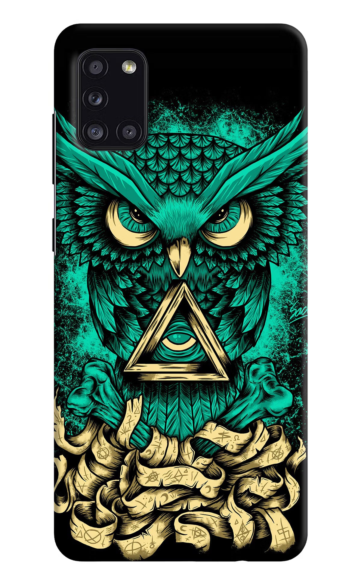 Green Owl Samsung A31 Hard Case Back Cover by Casekaro