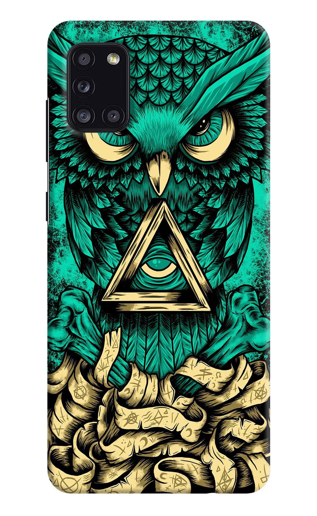 Green Owl Samsung A31 Hard Case Back Cover by Casekaro