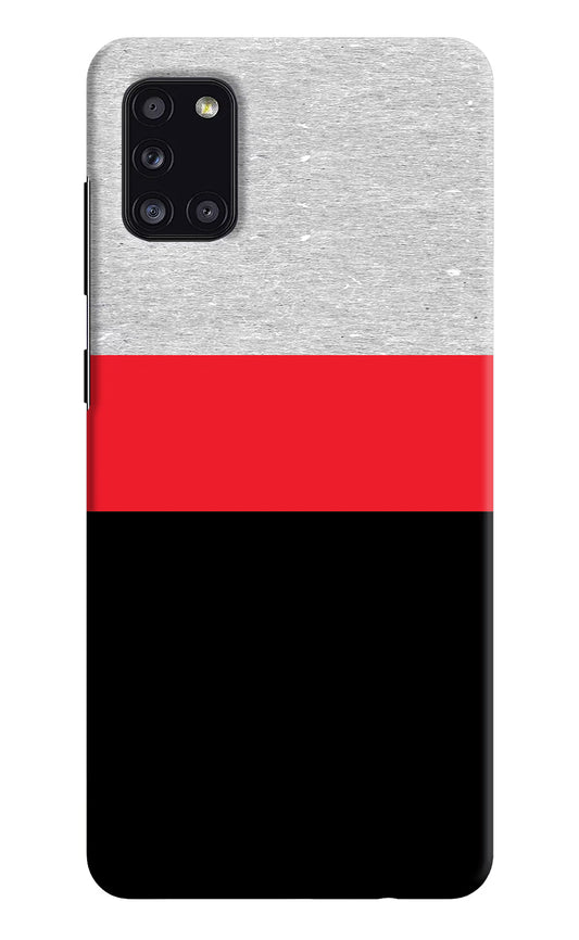 Tri Color Pattern Samsung A31 Hard Case Back Cover by Casekaro