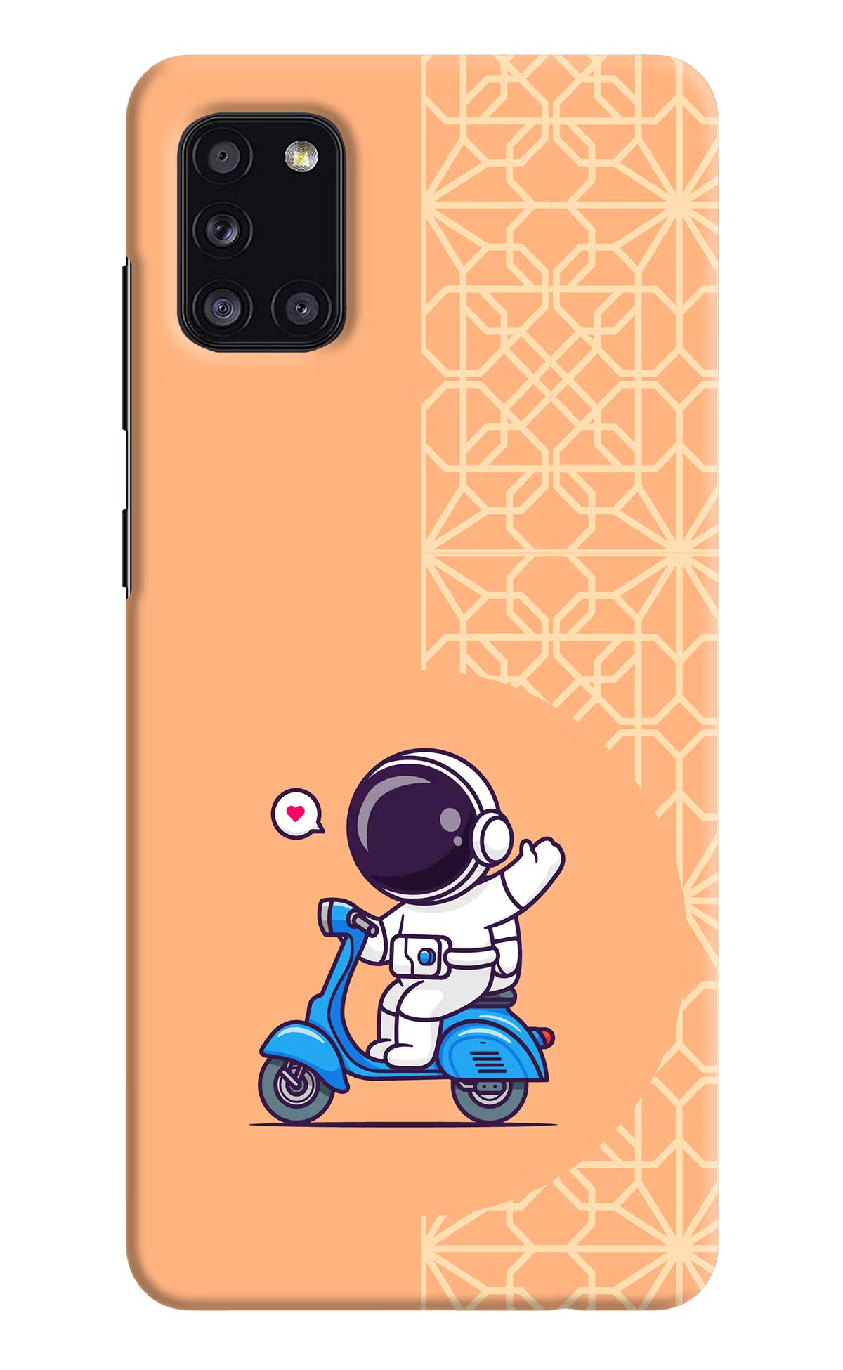 Cute Astronaut Riding Samsung A31 Hard Case Back Cover by Casekaro