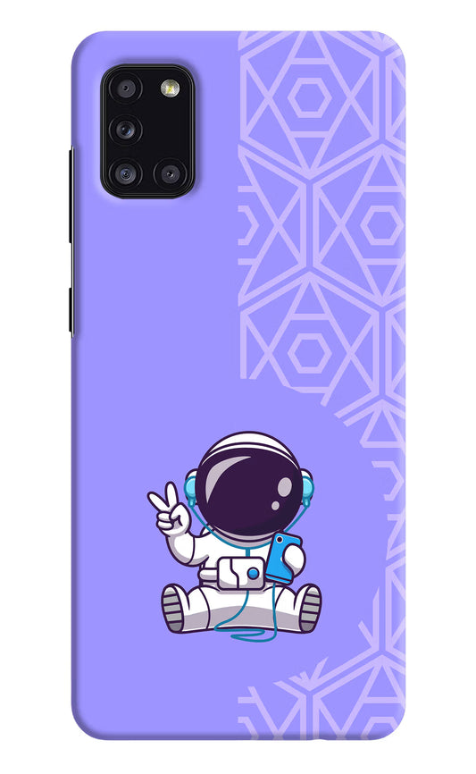 Cute Astronaut Chilling Samsung A31 Hard Case Back Cover by Casekaro