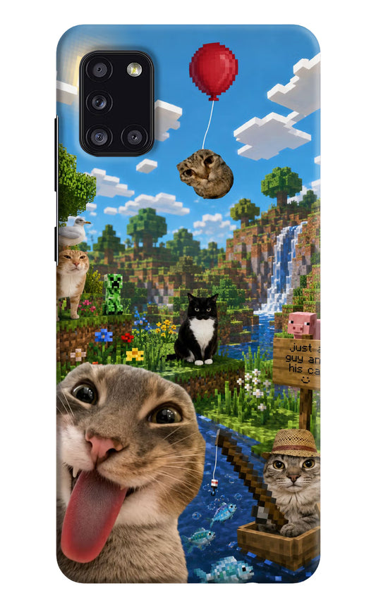 Minecraft Cat Chaos Samsung A31 Hard Case Back Cover by Casekaro