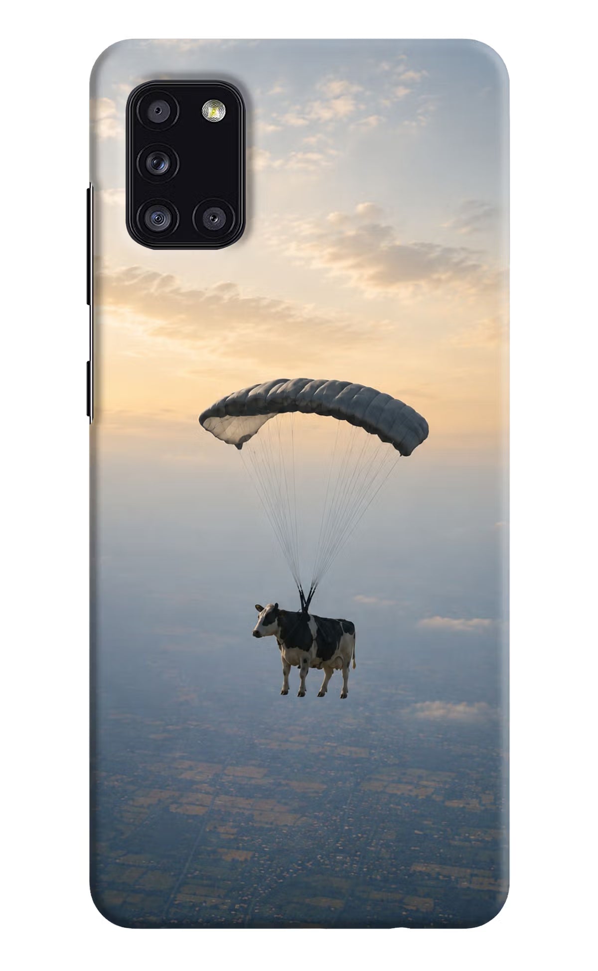 Skydiving Cow Samsung A31 Back Cover