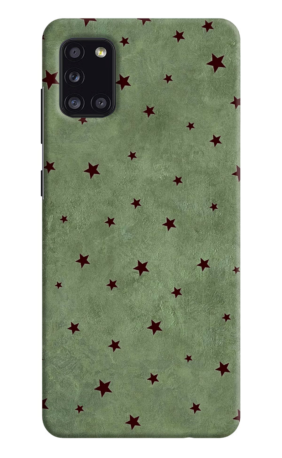 Green Stars Samsung A31 Back Cover, Hard case