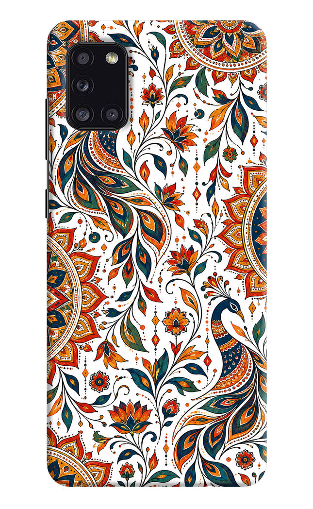 White Mayura Samsung A31 Hard Case Back Cover by Casekaro