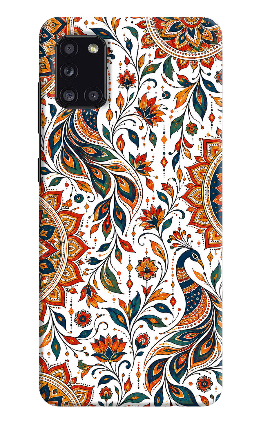 White Mayura Samsung A31 Back Cover, Hard case
