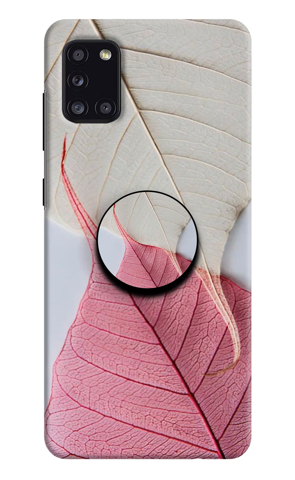White Pink Leaf Samsung A31 Pop Case by Casekaro