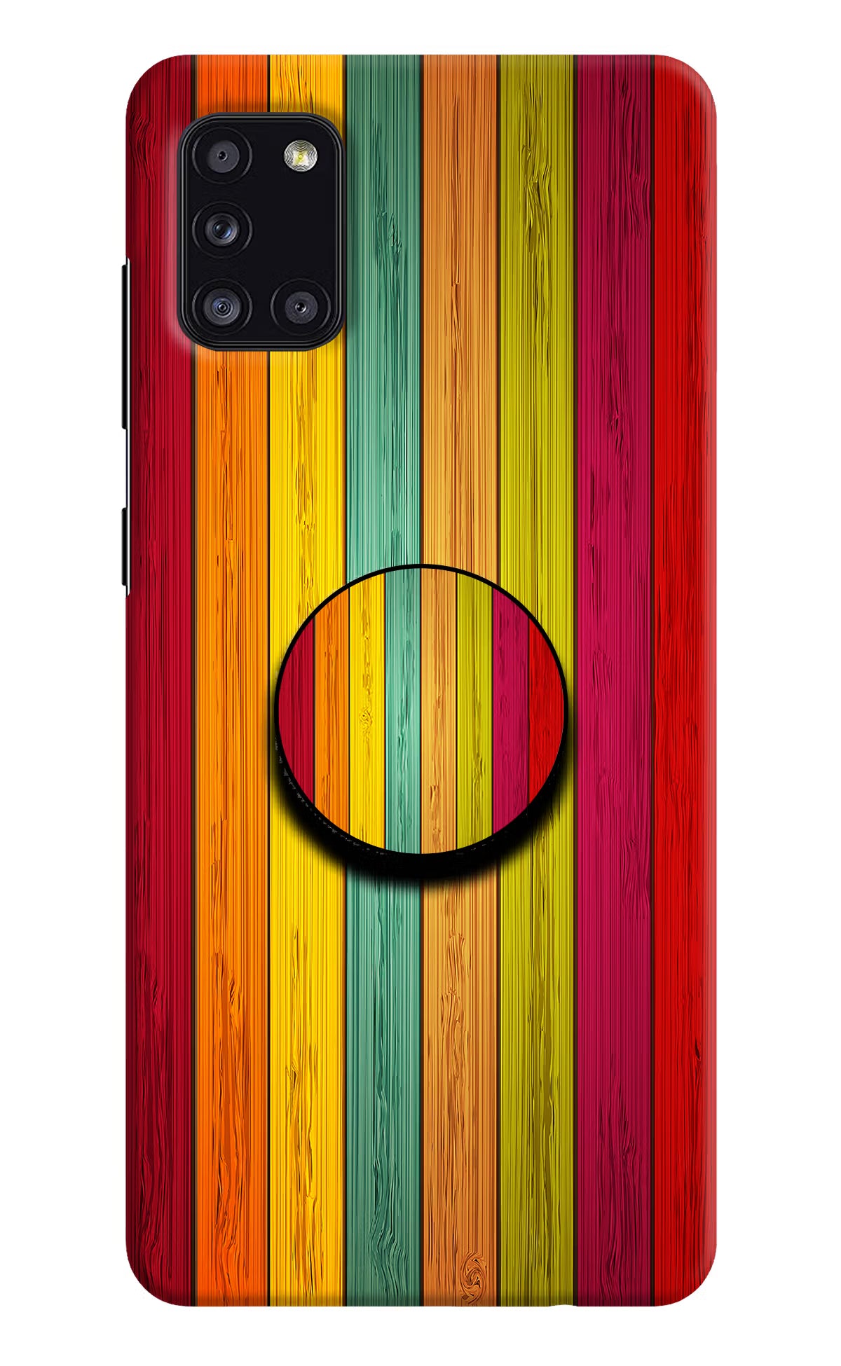 Multicolor Wooden Samsung A31 Pop Case by Casekaro