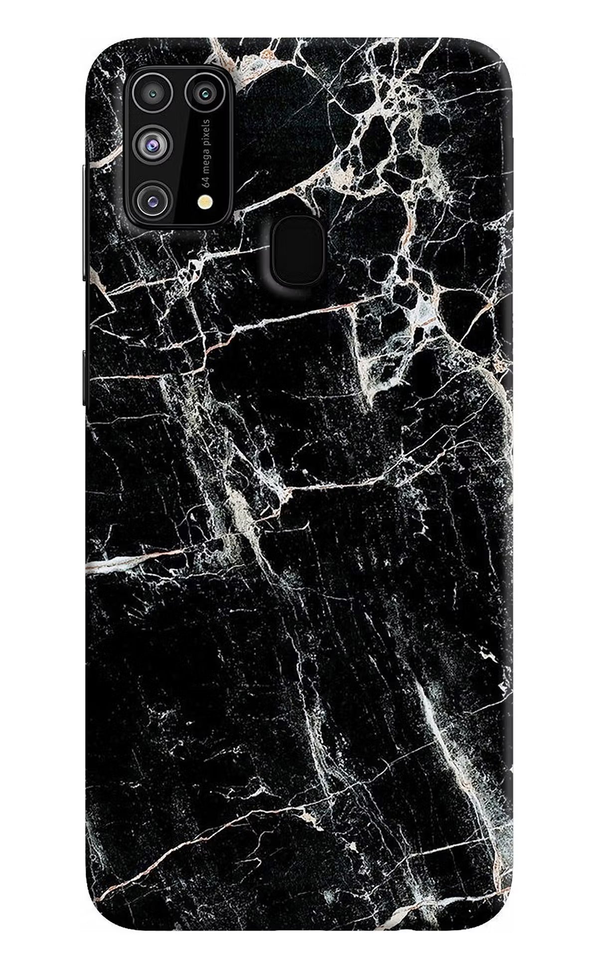 Black Marble Texture Samsung M31/F41 Hard Case Back Cover by Casekaro