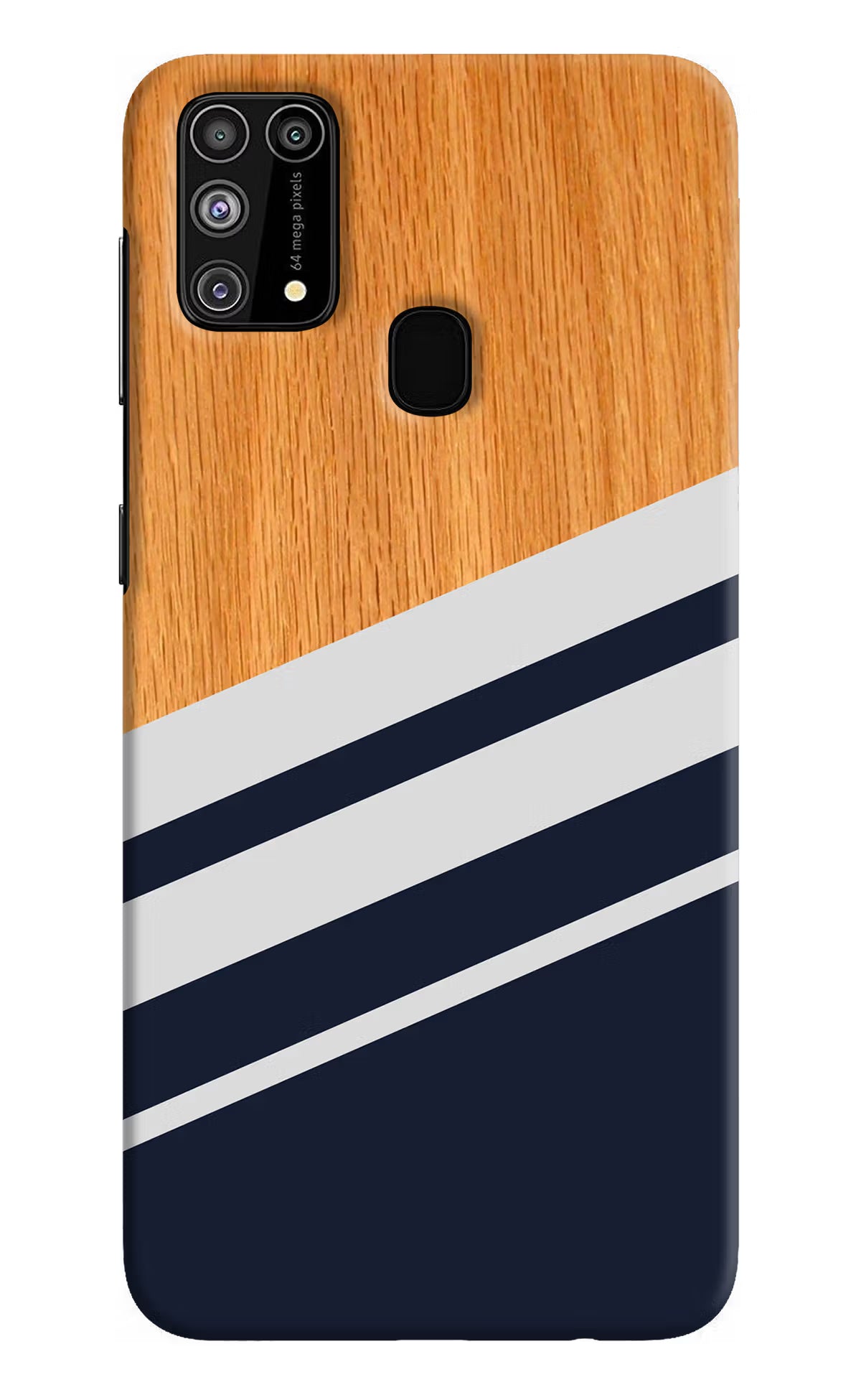 Blue and white wooden Samsung M31/F41 Hard Case Back Cover by Casekaro