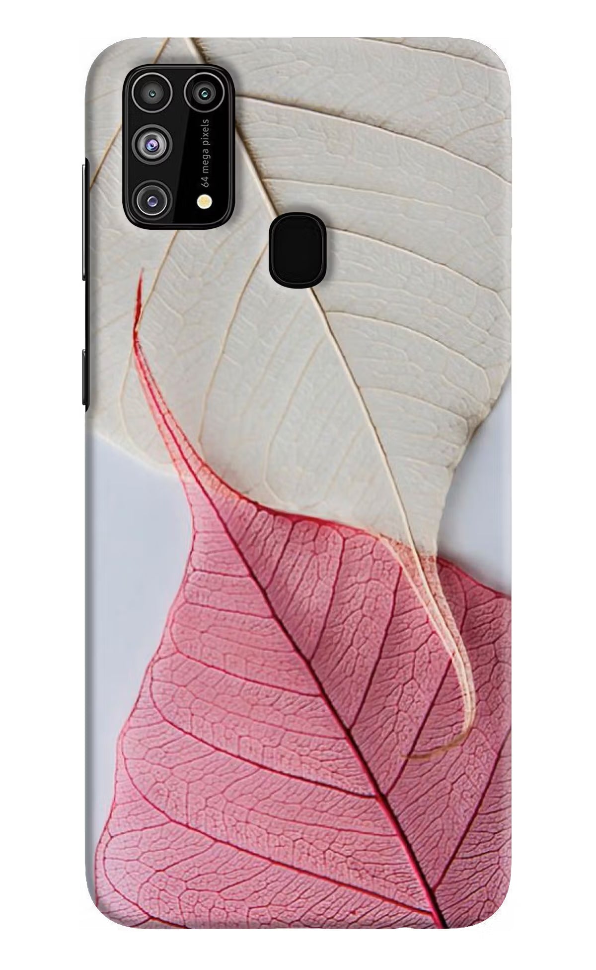 White Pink Leaf Samsung M31/F41 Hard Case Back Cover by Casekaro