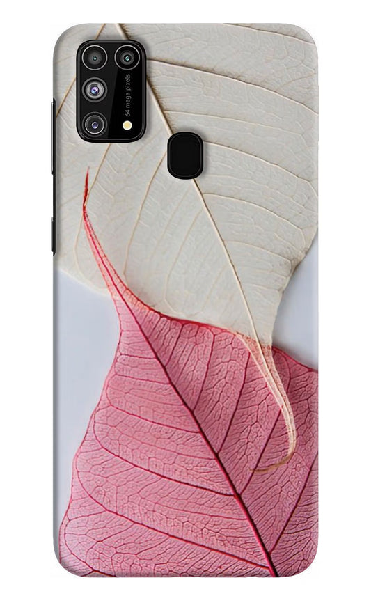 White Pink Leaf Samsung M31/F41 Hard Case Back Cover by Casekaro