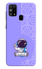 Cute Astronaut Chilling Samsung M31/F41 Hard Case Back Cover by Casekaro