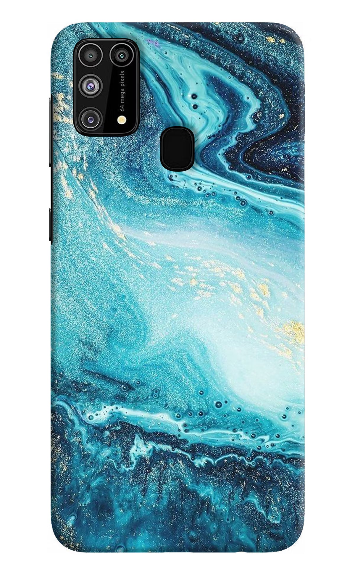 Blue Glitter Marble Samsung M31/F41 Hard Case Back Cover by Casekaro