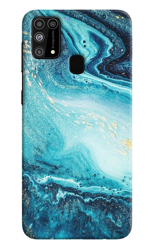 Blue Glitter Marble Samsung M31/F41 Hard Case Back Cover by Casekaro
