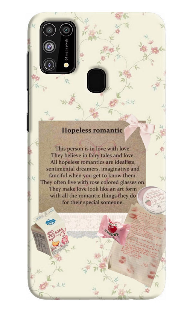 Hopeless Romantic Samsung M31/F41 Hard Case Back Cover by Casekaro