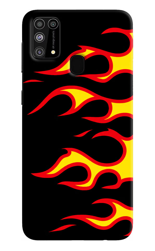 Side Sweep Flames Samsung M31/F41 Hard Case Back Cover by Casekaro