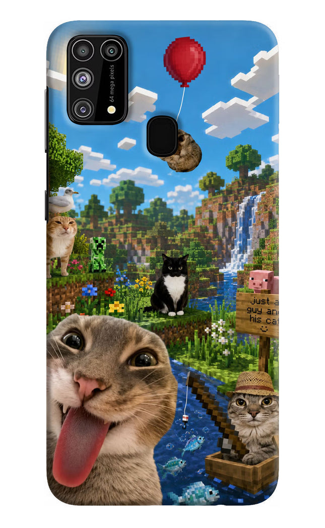 Minecraft Cat Chaos Samsung M31/F41 Hard Case Back Cover by Casekaro