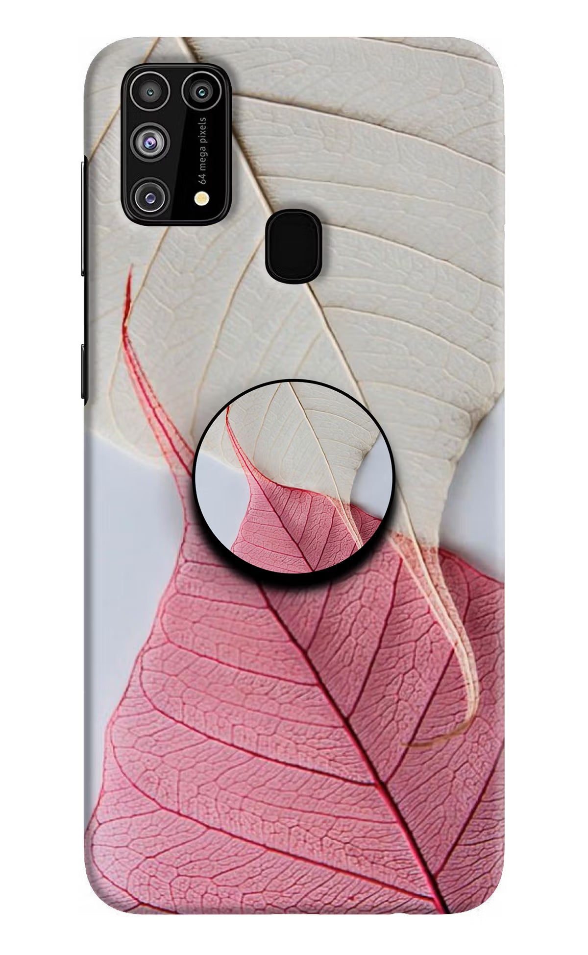 White Pink Leaf Samsung M31/F41 Pop Case by Casekaro