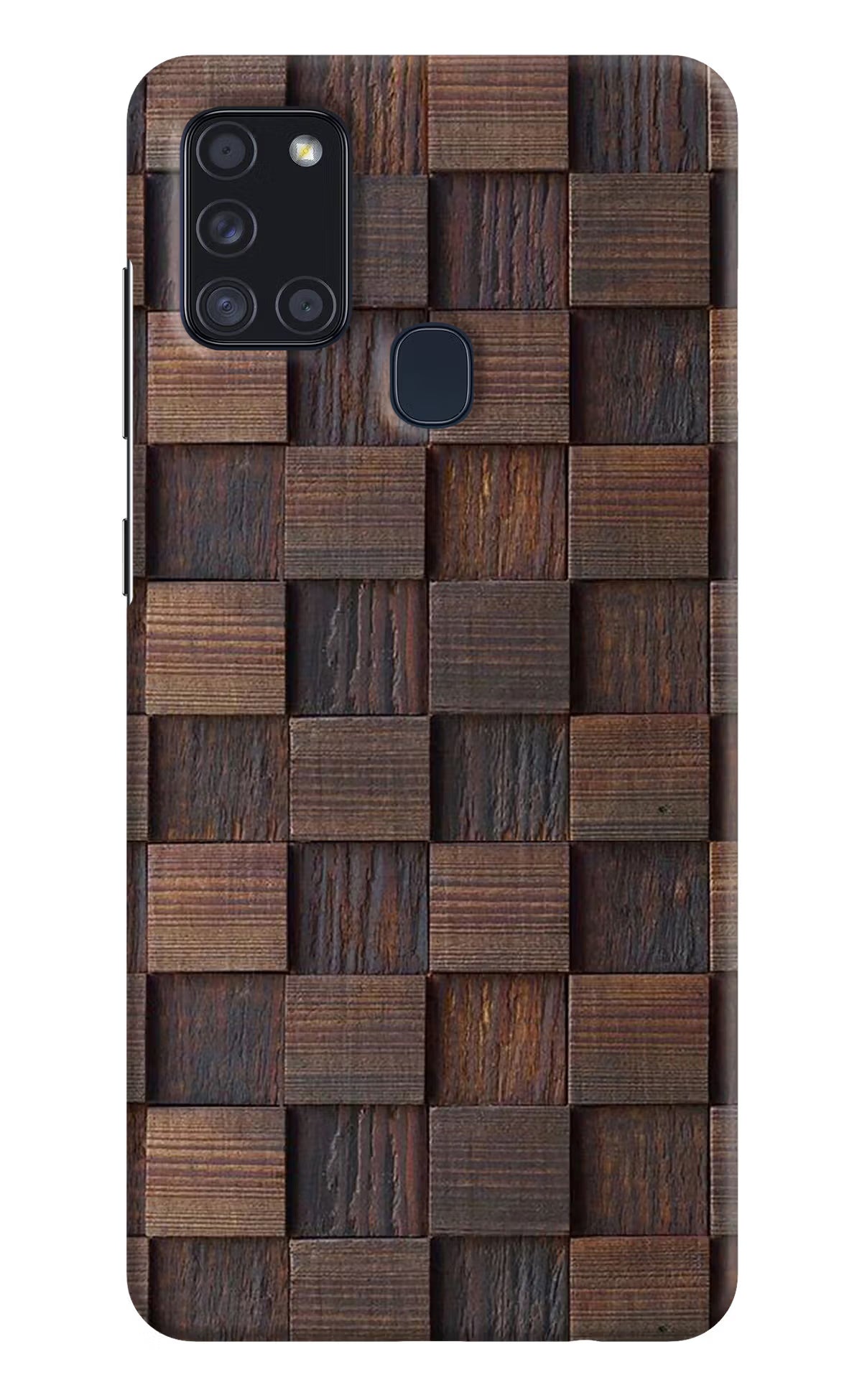 Wooden Cube Design Samsung A21s Hard Case Back Cover by Casekaro
