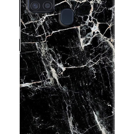 Black Marble Texture Samsung A21s Hard Case Back Cover by Casekaro