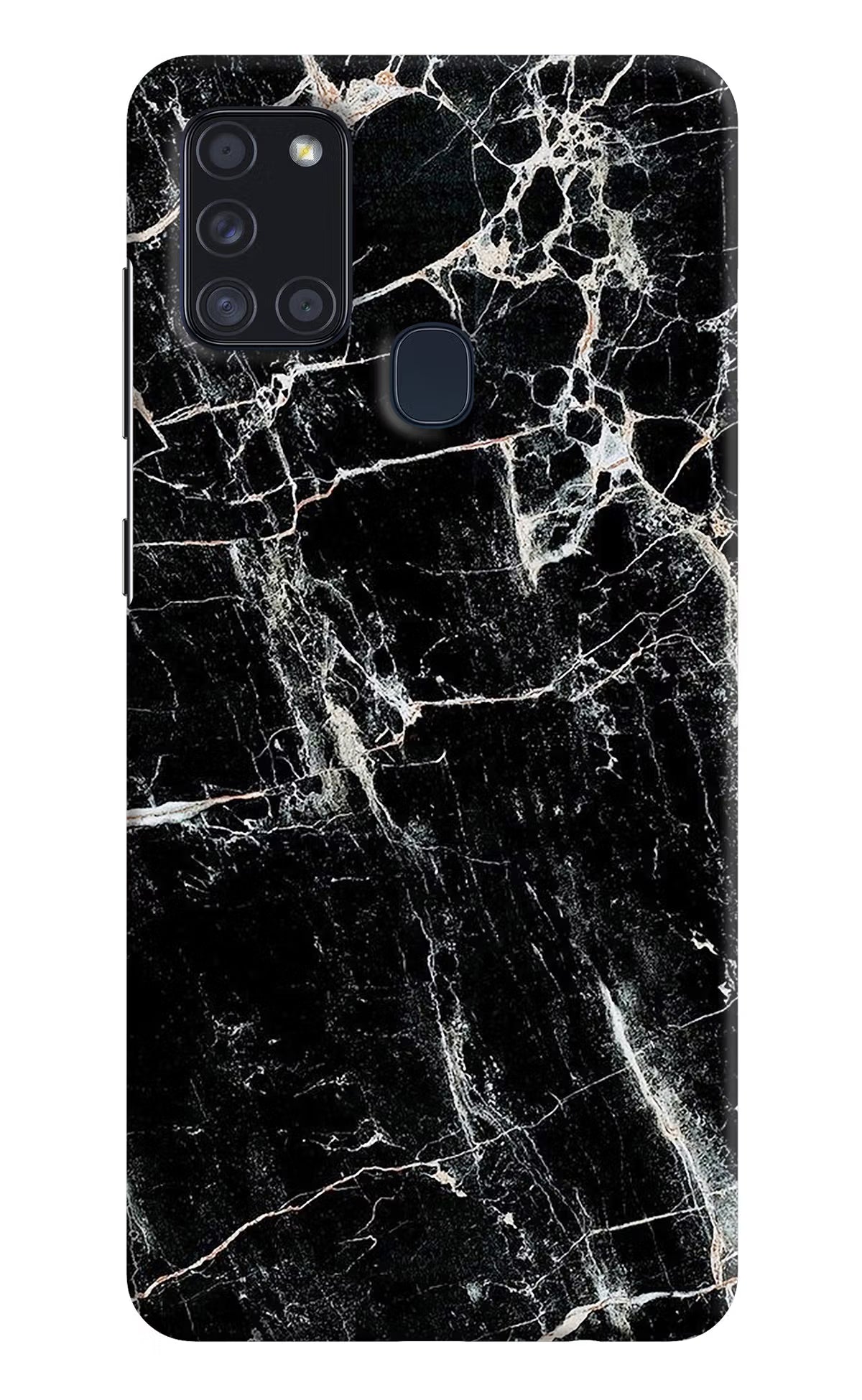 Black Marble Texture Samsung A21s Hard Case Back Cover by Casekaro