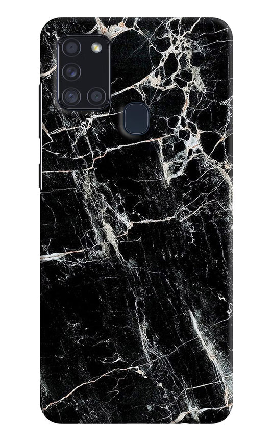 Black Marble Texture Samsung A21s Hard Case Back Cover by Casekaro