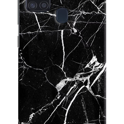 Black Marble Pattern Samsung A21s Hard Case Back Cover by Casekaro